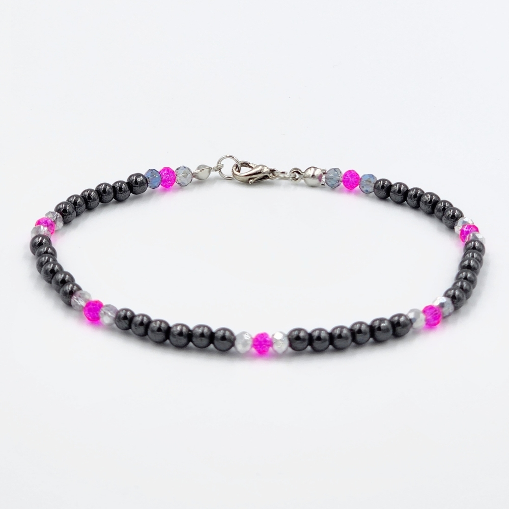 Magnetic Beads and Crystals Ankle Bracelet Anklet Handmade